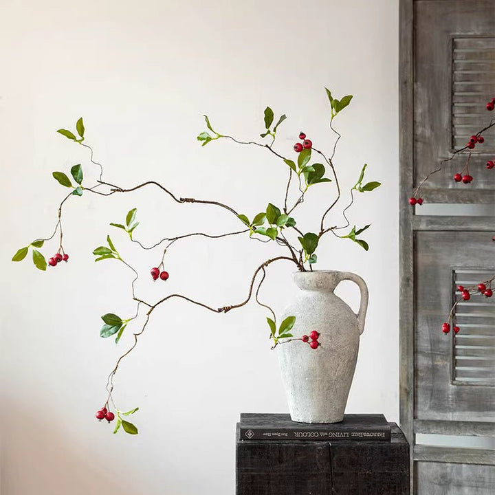 Faux Berry Leaf Branch Stem 45.2" Tall