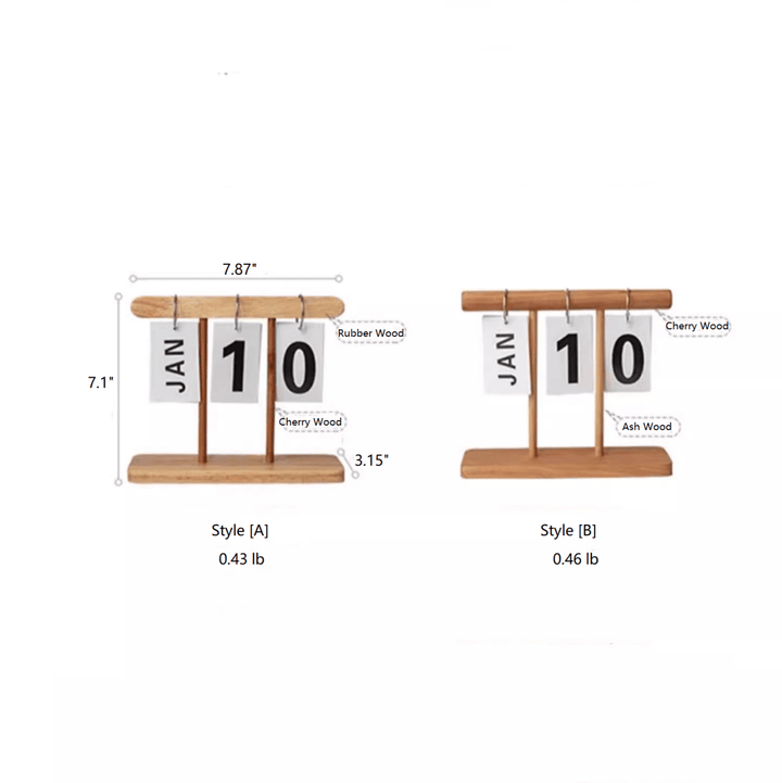 Page-Flipping Wooden Desktop Calendar