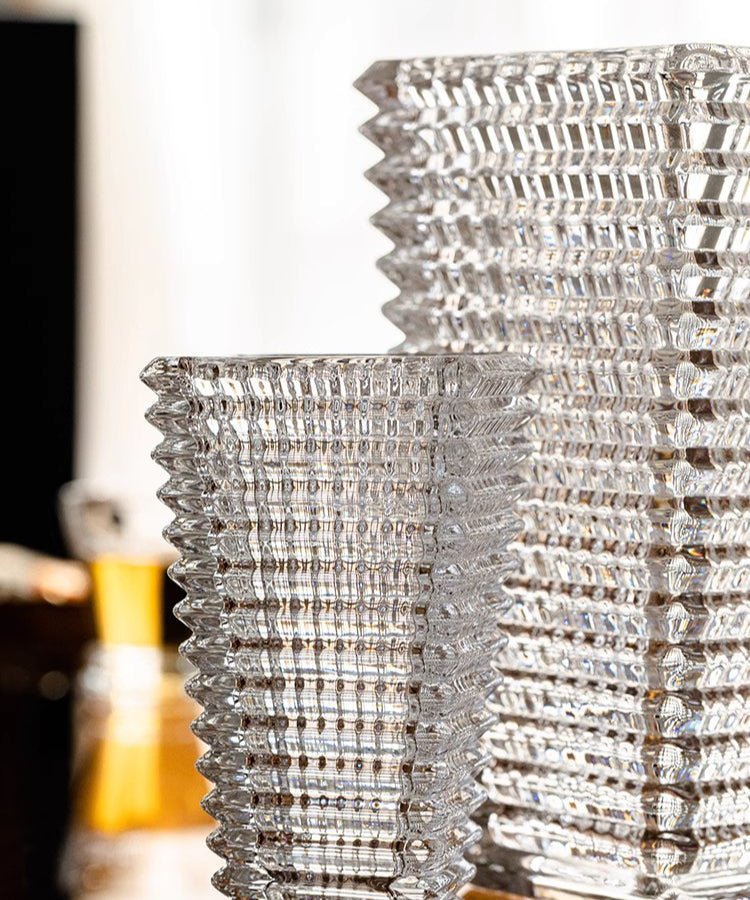 Crystal-Cut Look Glass Vase