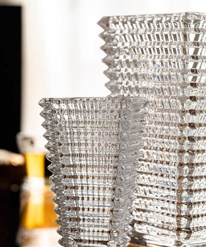 Crystal-Cut Look Glass Vase