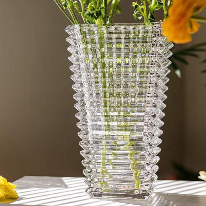 Crystal-Cut Look Glass Vase