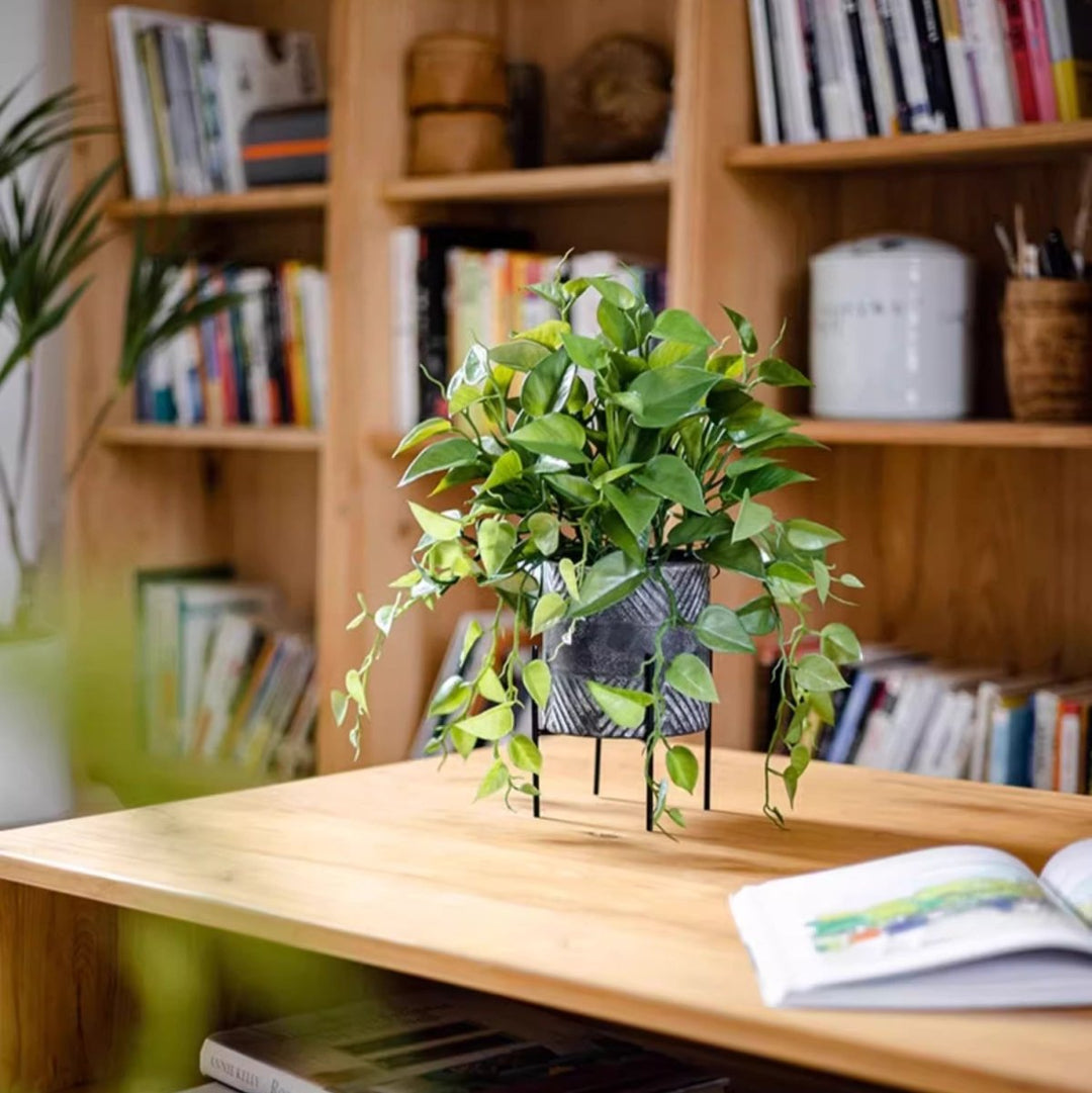 Faux Epipremnum in Metal Pot