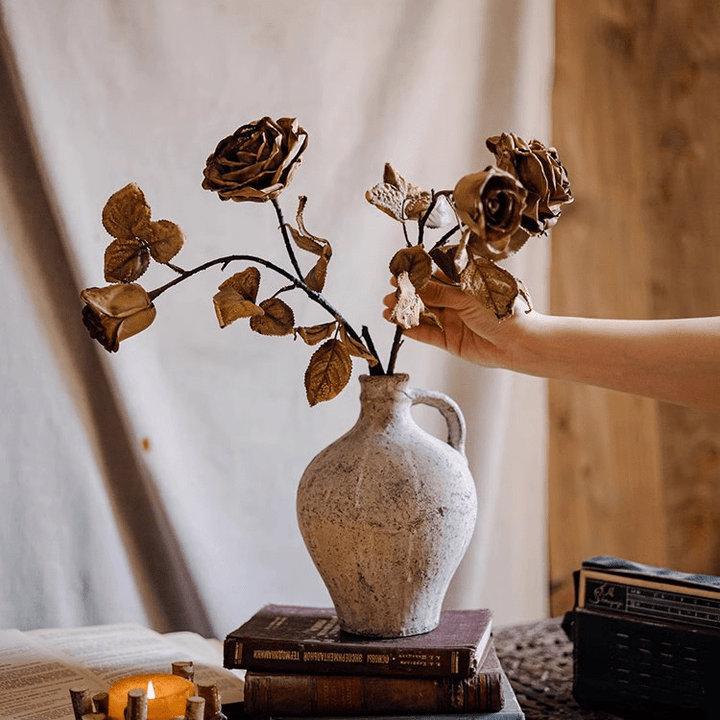French Dried Look Faux Rose Stem 26" Tall