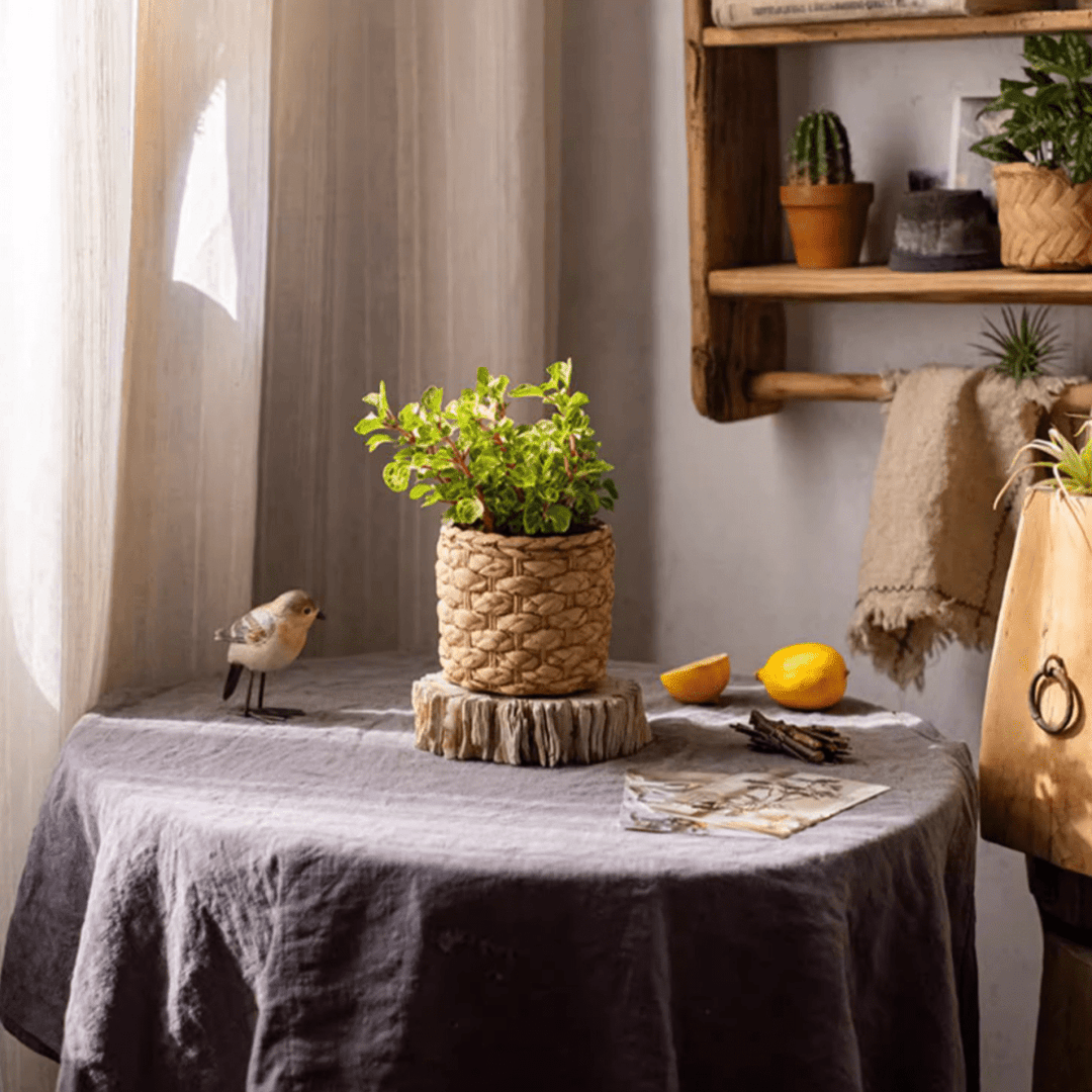 Grass Woven Looking Cement Planter