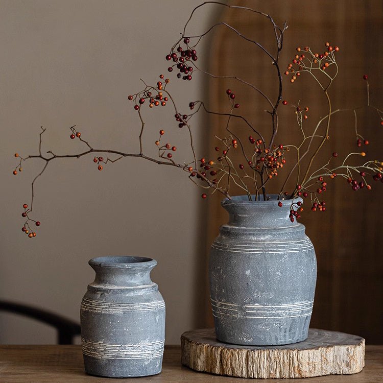 Handmade Gray Clay Pottery Vase