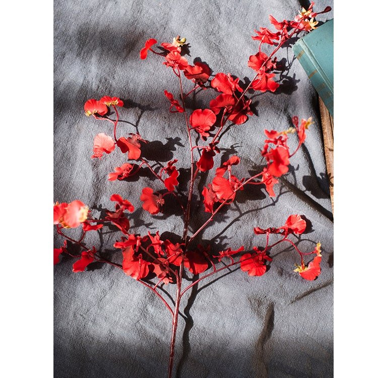 Impressionist Oncidium Orchid Stem in Red 31" Tall