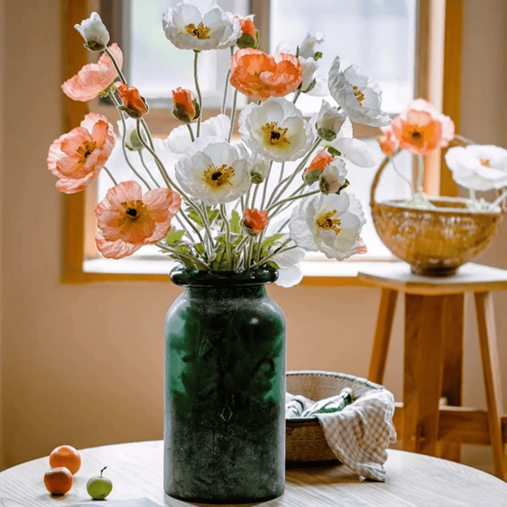 Faux Large Silk Poppy Flower Stem 41" Tall