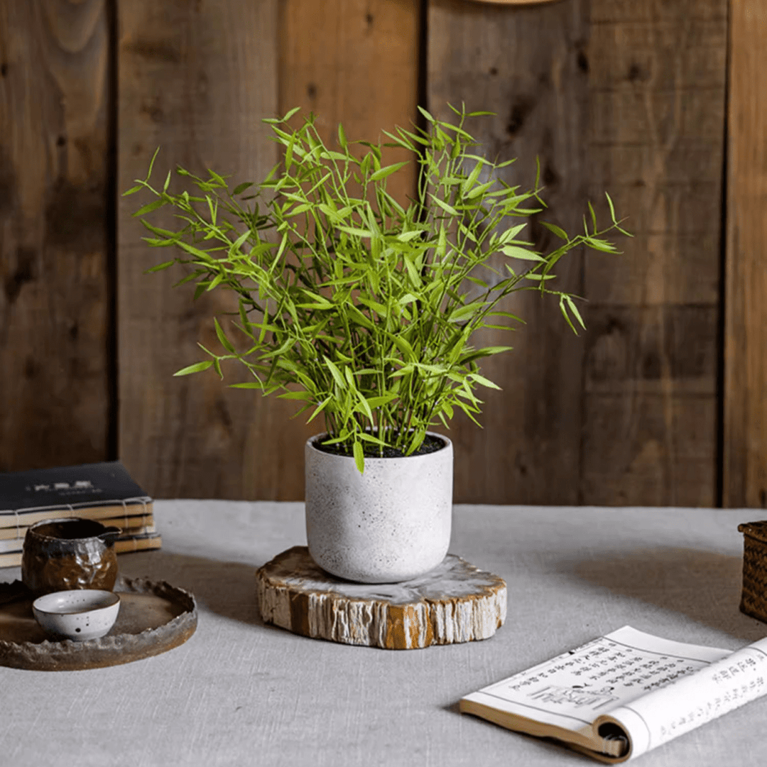 Realistic Mini Bamboo Leaf Potted Plant