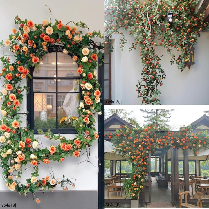 Orange Rose Vine Wall Décor Roses for Trellis and Backdrop