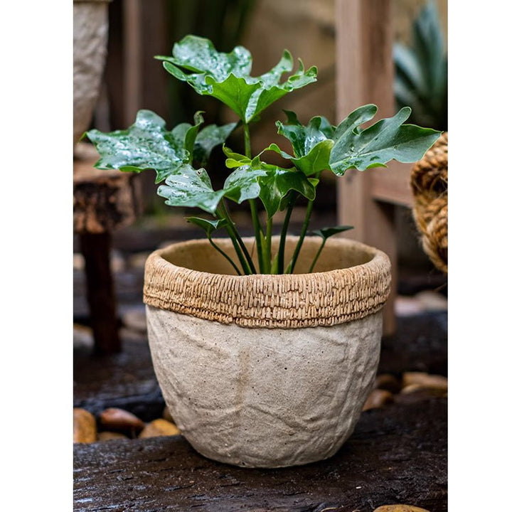 Rattan Pattern Edge Cement Planter