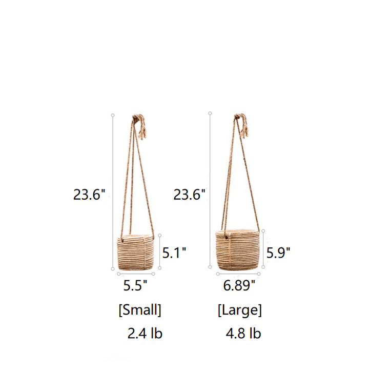 Faux Rattan Cement Hanging Planter