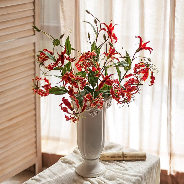 Faux Silk Flower Flame Lily Stem 29" Tall