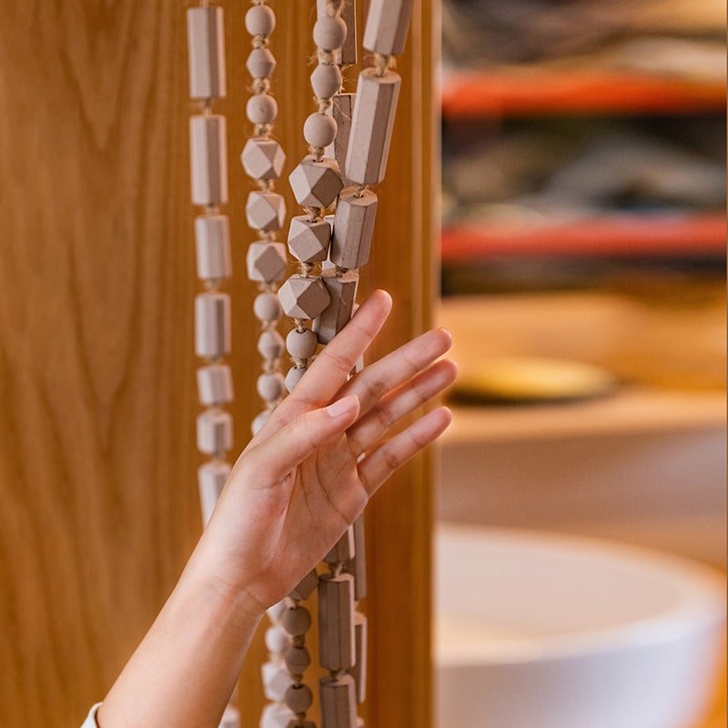 Solid Color Wood Beaded Cord DIY Door Curtain