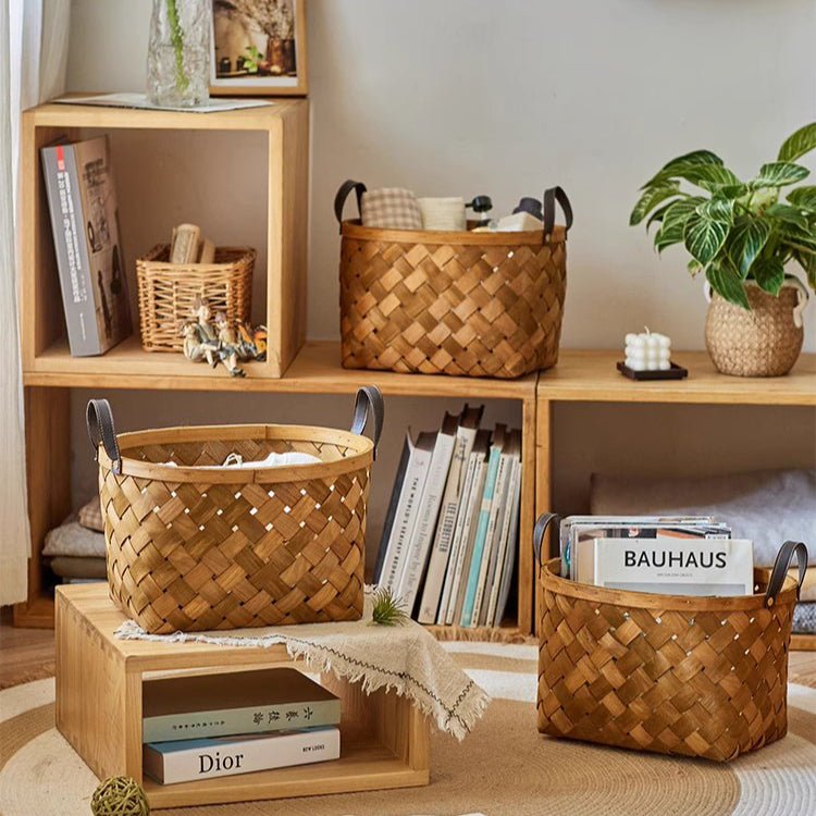 Rustic Handwoven Woodchip Basket