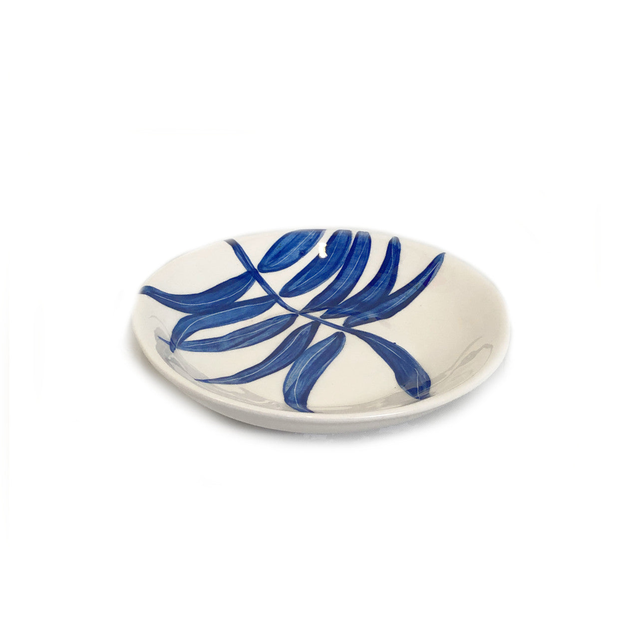 Floating Leaves Dessert Plate - Blue
