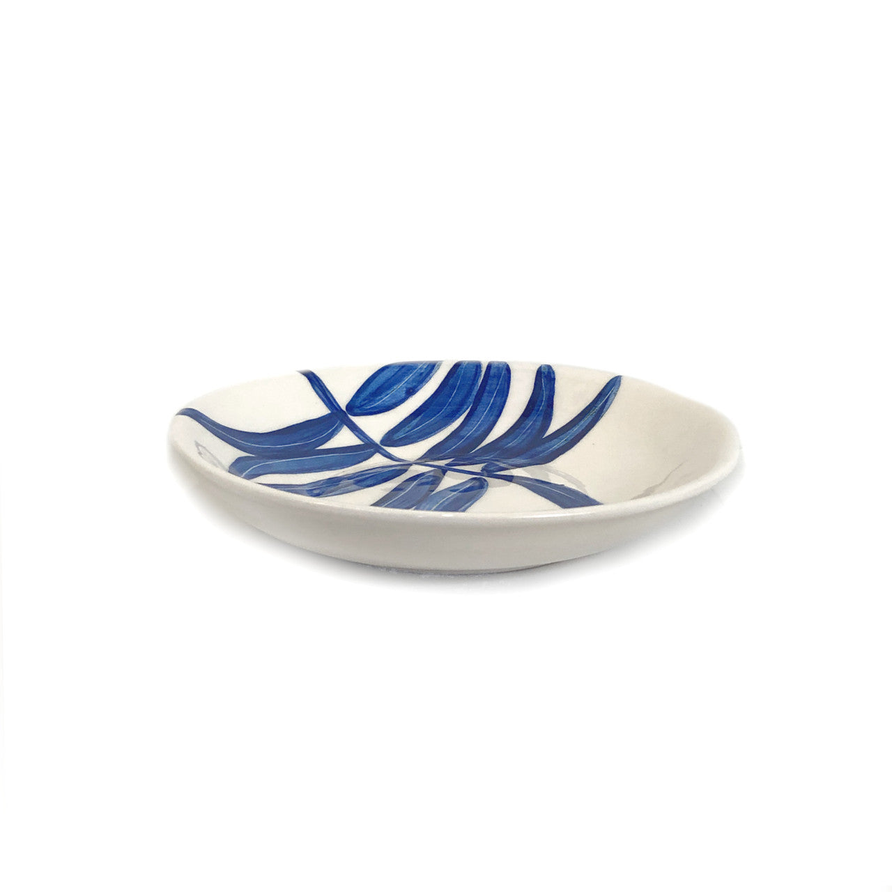Floating Leaves Dessert Plate - Blue