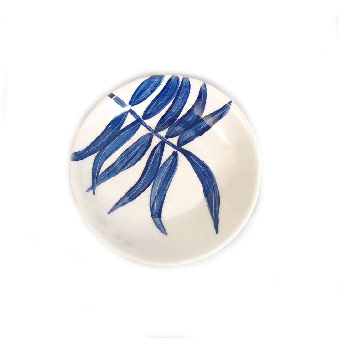 Floating Leaves Dessert Plate - Blue