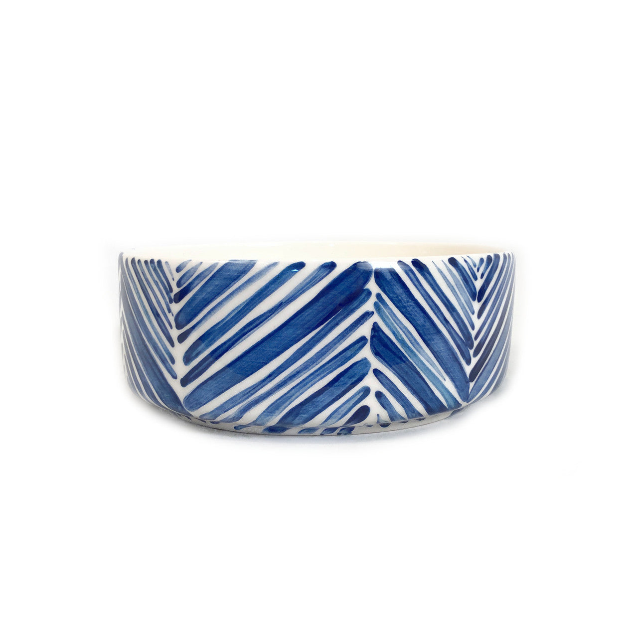 Wide Serving Bowl - Blue Palm Leaves