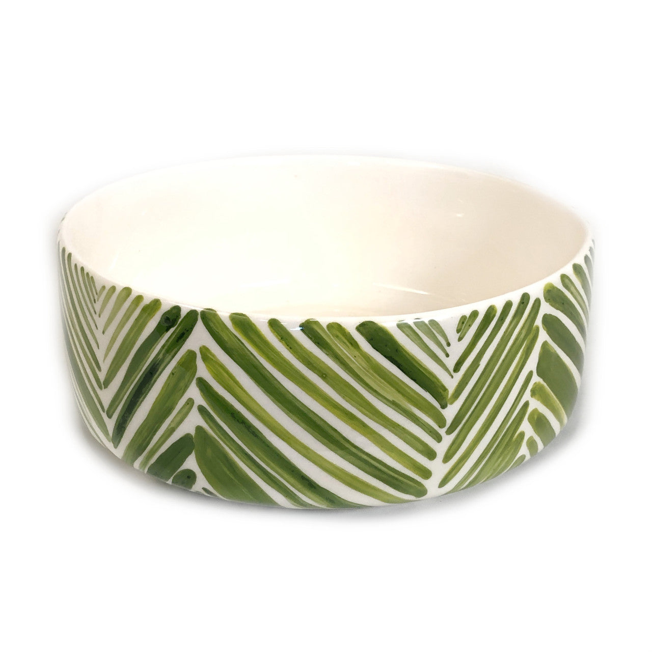 Wide Serving Bowl - Green Palm Leaves
