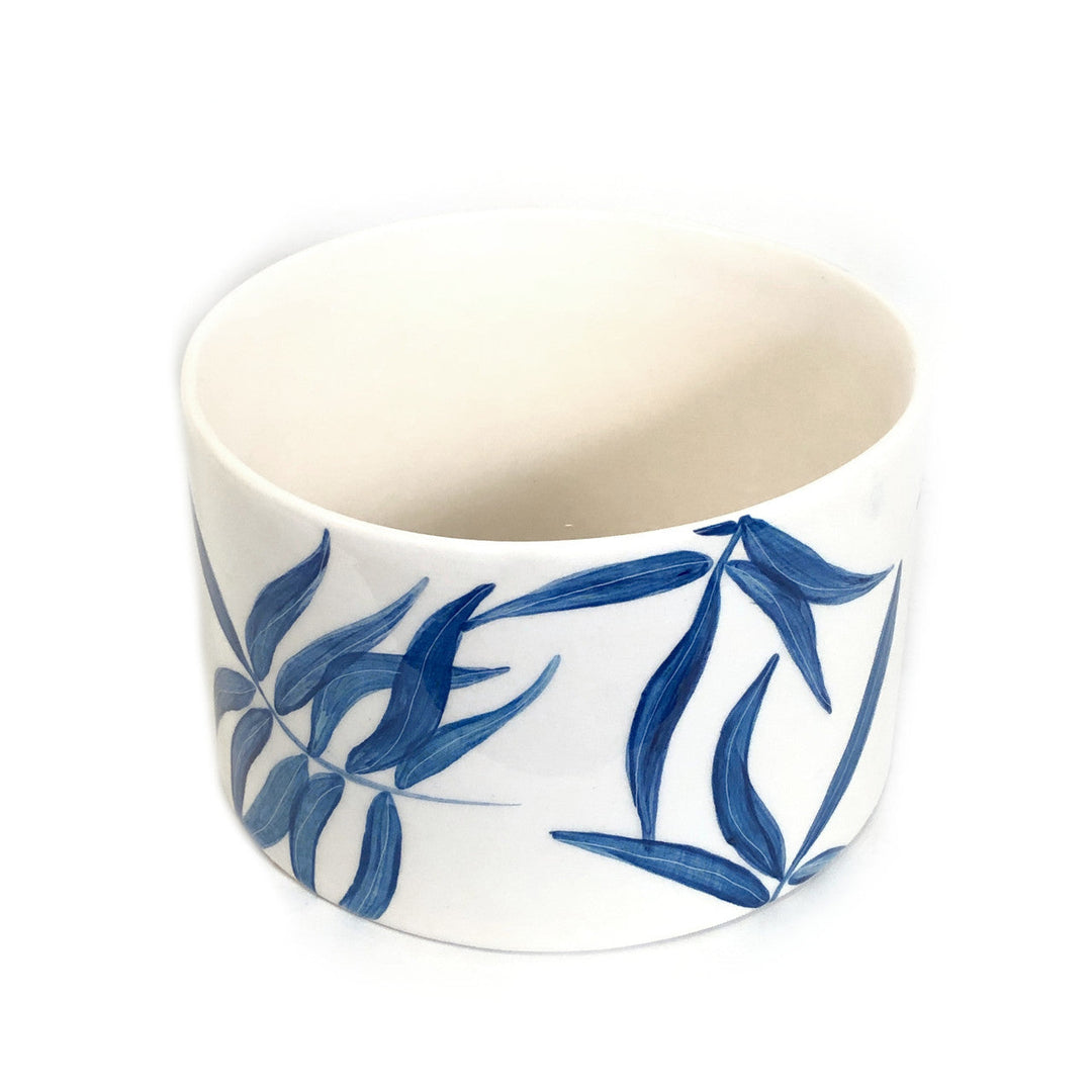 Cylinder Serving Bowl - Blue Floating Leaves