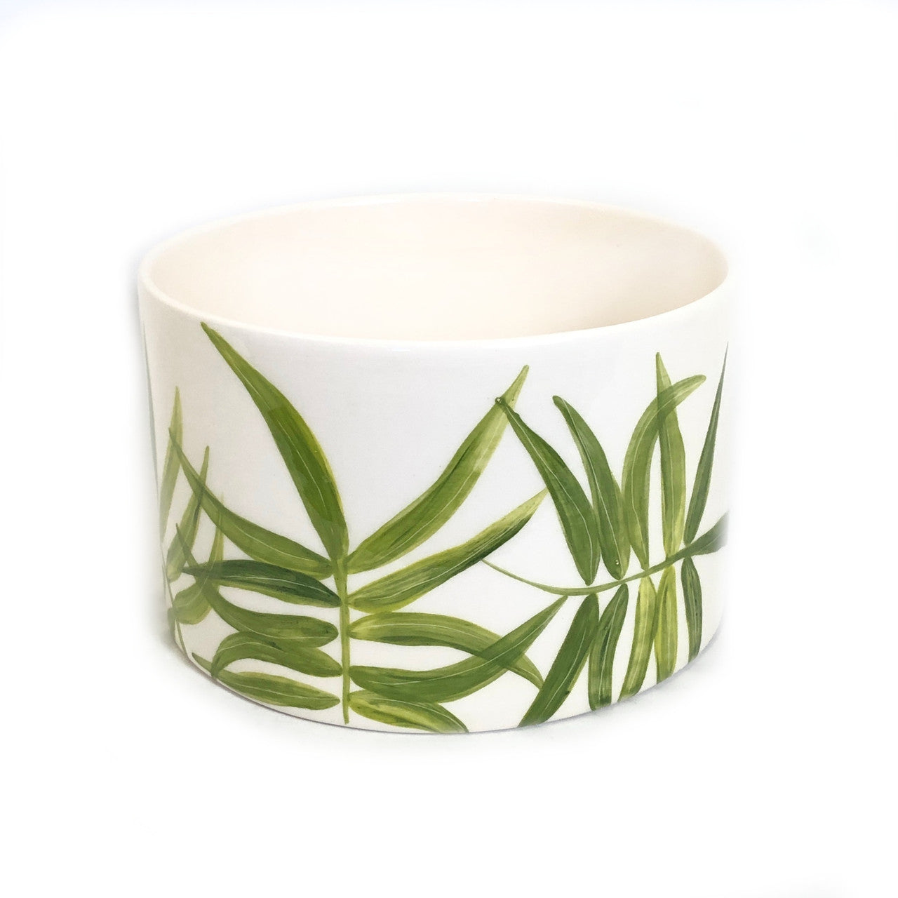 Cylinder Serving Bowl - Green Floating Leaves