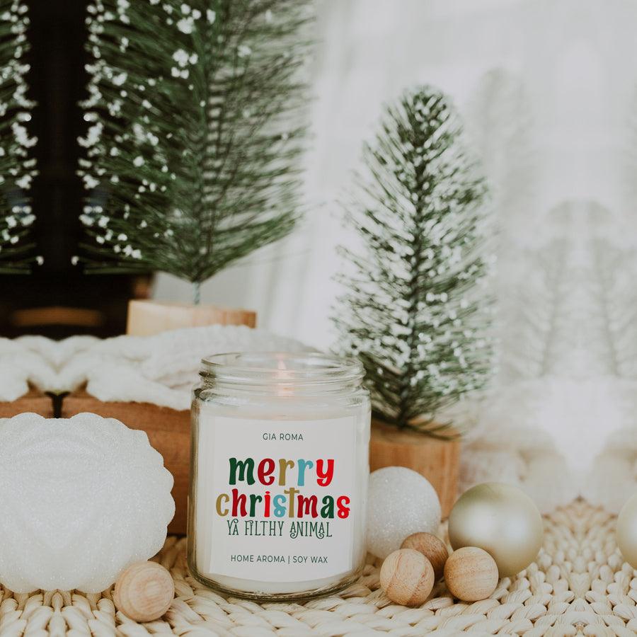 Merry Christmas Scented Soy Blend Candle 9oz Jar Holiday Great Gift for Friends