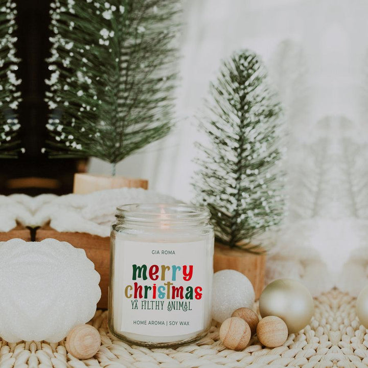 Merry Christmas Scented Soy Blend Candle 9oz Jar Holiday Great Gift for Friends