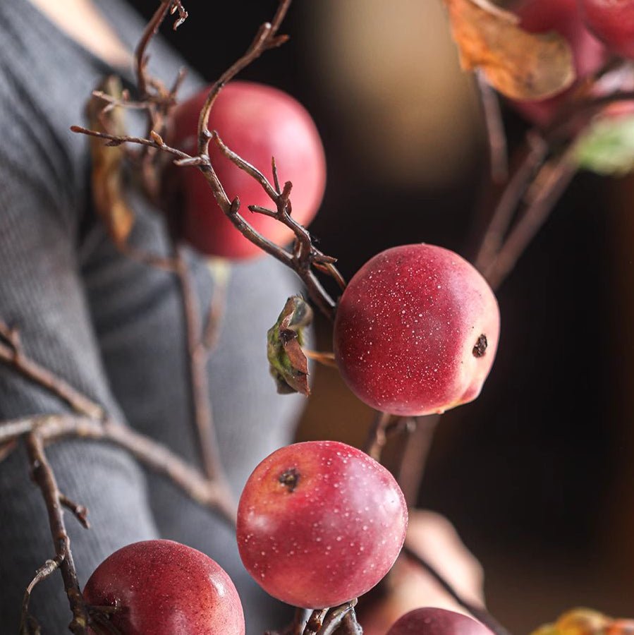 Faux Red Apple Branch Stem 36" Tall