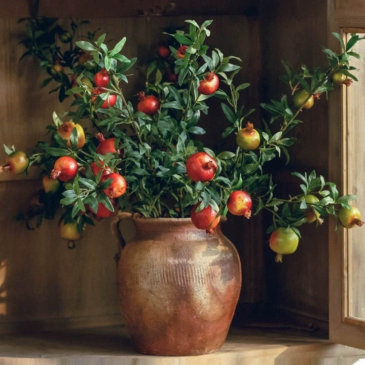 Big Fruit Faux Pomegranate Stem 32" Tall
