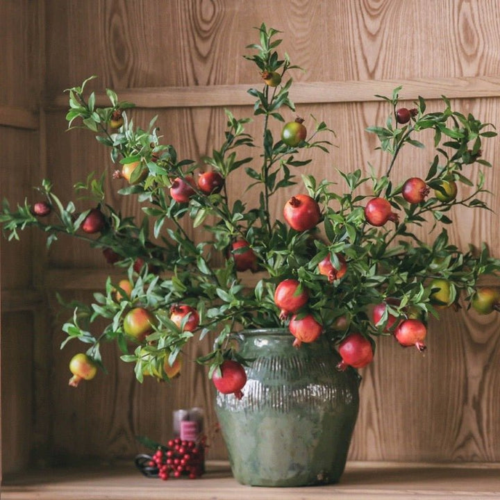Big Fruit Faux Pomegranate Stem 32" Tall