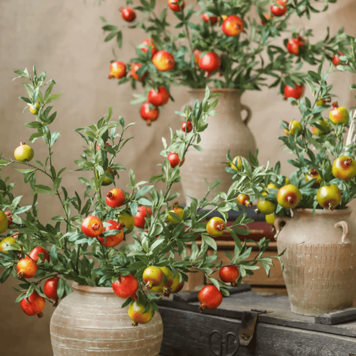 Big Fruit Faux Pomegranate Stem 32" Tall