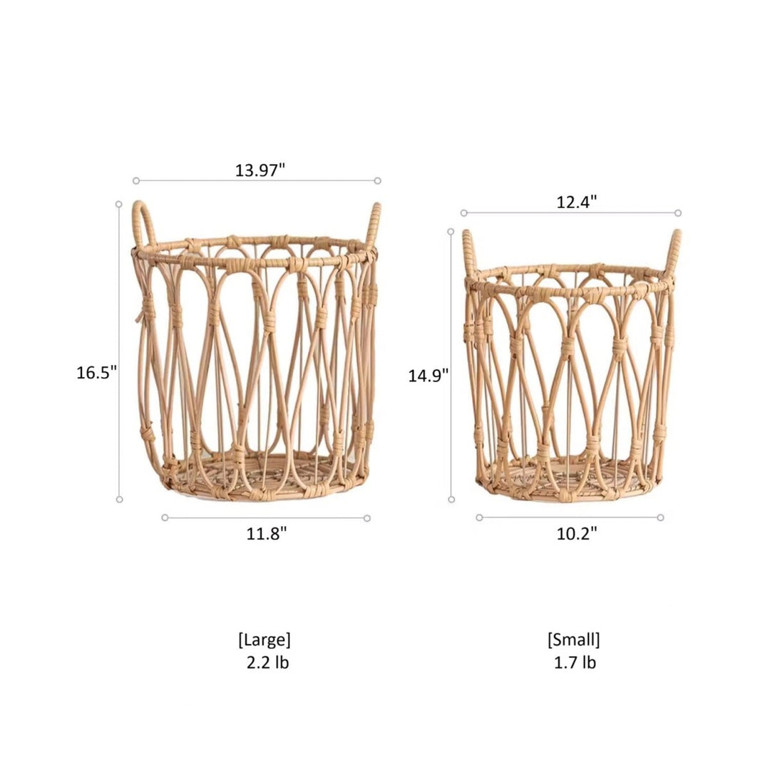 Bohemian Open-Weave Rattan Basket