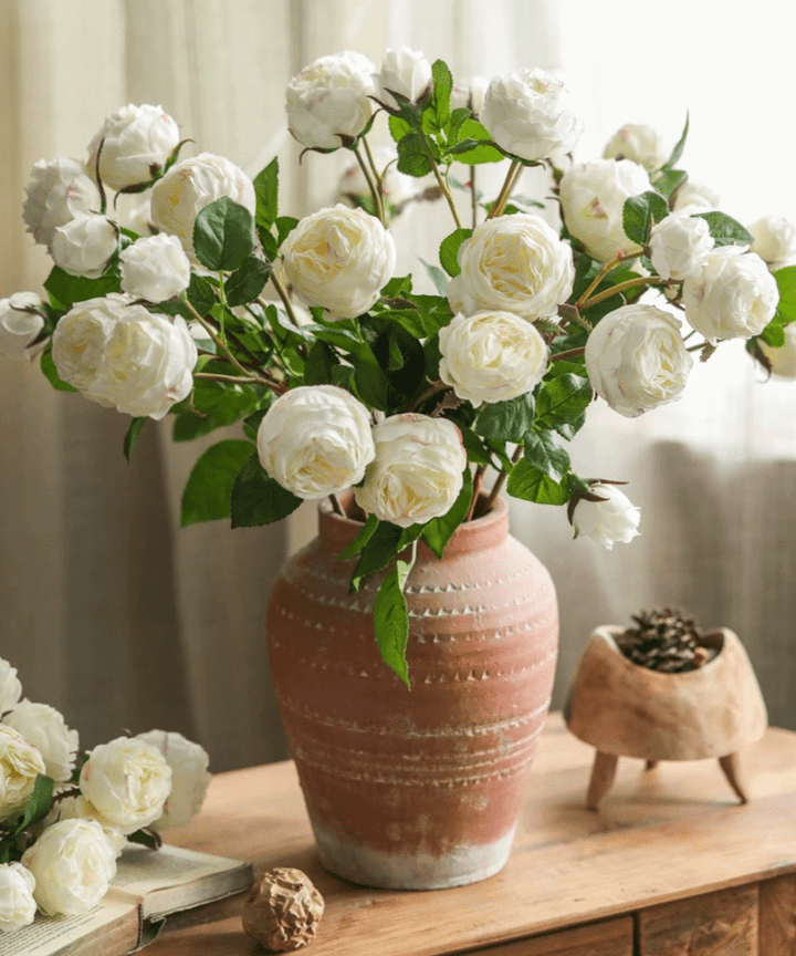 White Cabbage Rose Stem 20.8" Tall