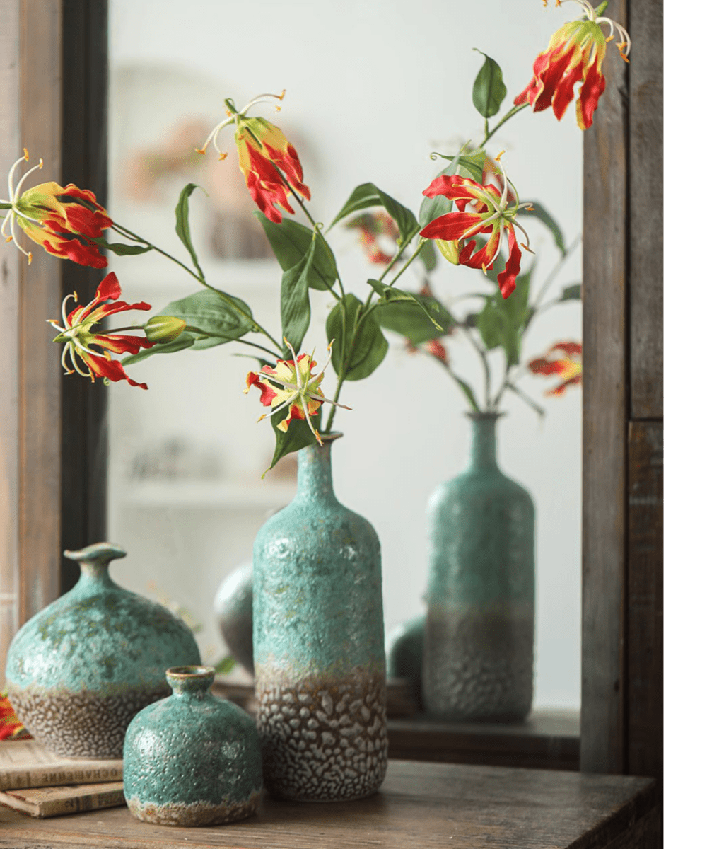 Faux Fire Lily Stem 31.9" Tall