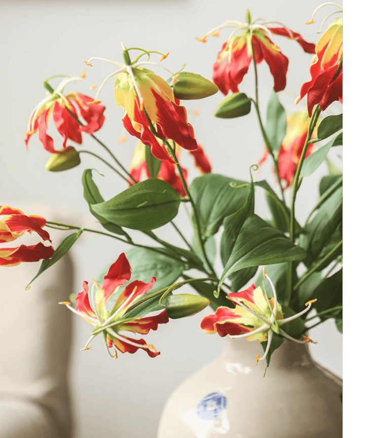Faux Fire Lily Stem 31.9" Tall