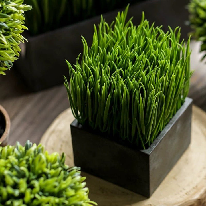 Faux Grass in Black Pot