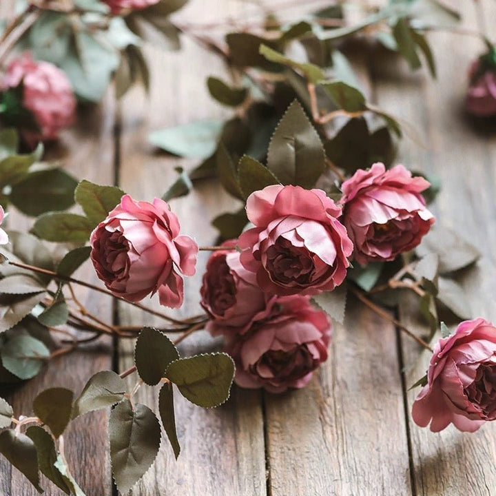 Artificial Small Peony Flower Vine 65" Long