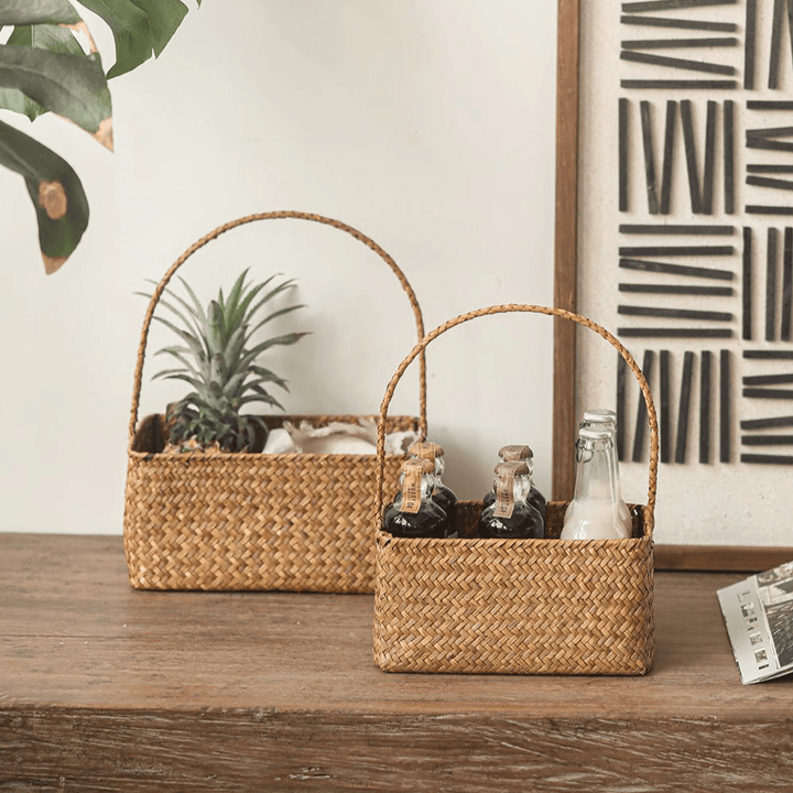 Rectangular Woven Carry Basket Organizer