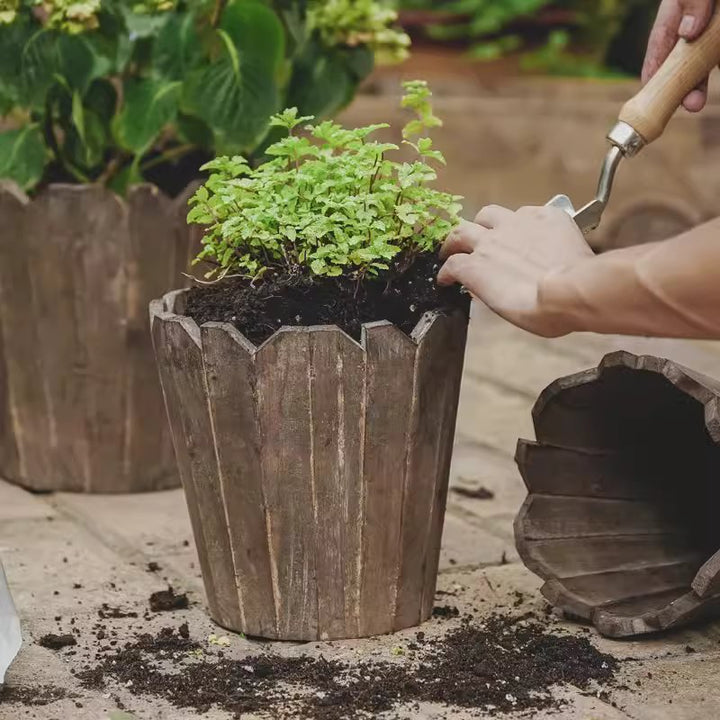 Spliced Solid Wood Planter Round