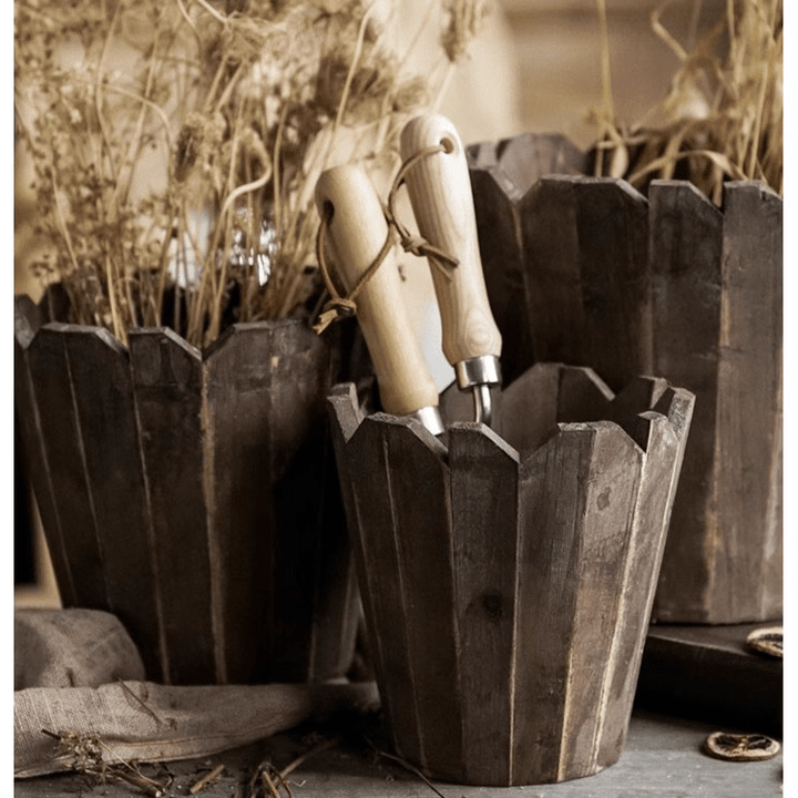 Spliced Solid Wood Planter Round