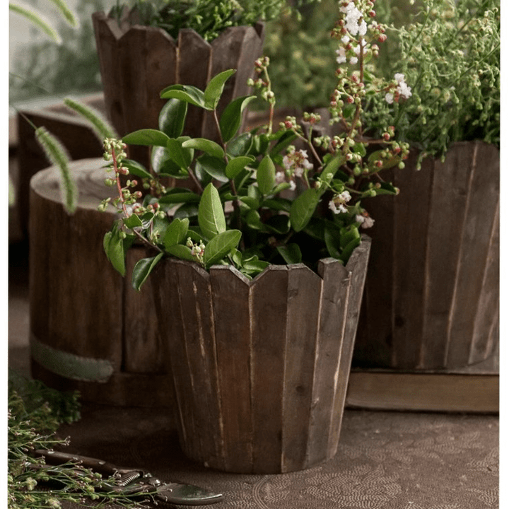 Spliced Solid Wood Planter Round