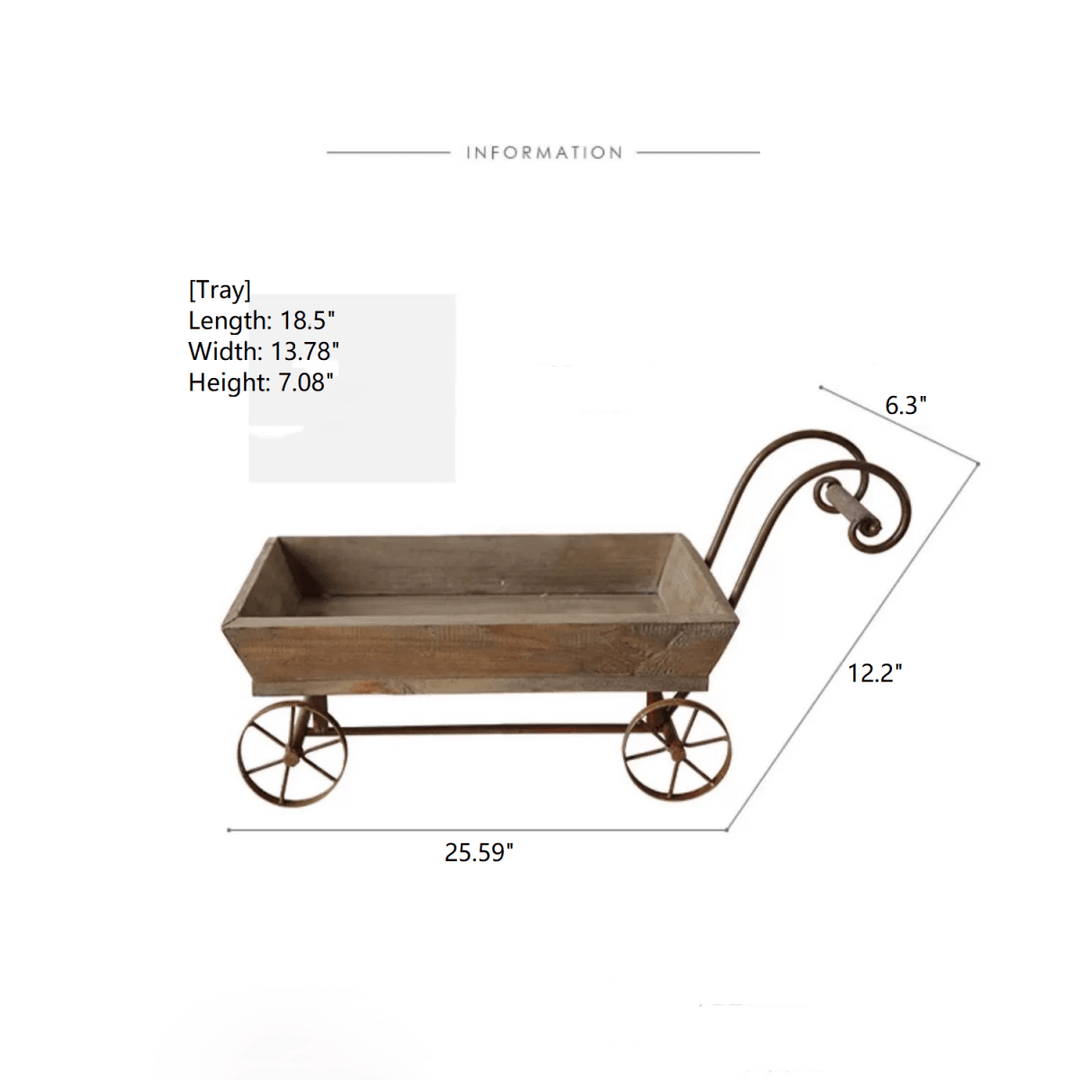 Small Decorative Wooden Wagon Flower Cart