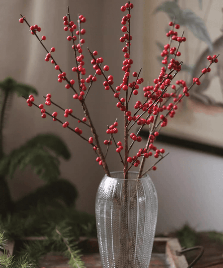 Faux Red Winterberry Stem