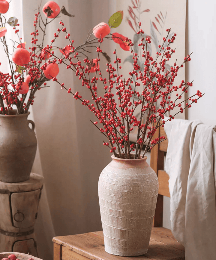 Faux Red Winterberry Stem