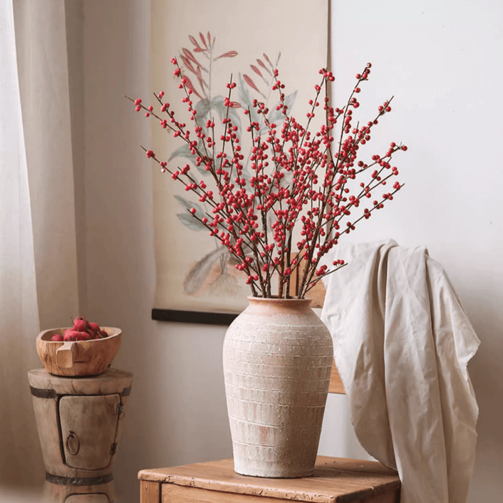 Faux Red Winterberry Stem