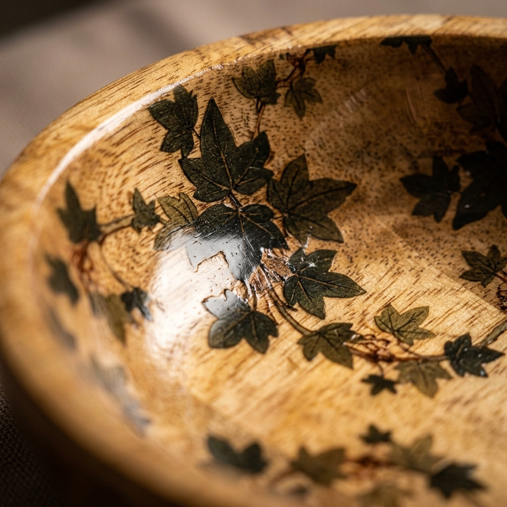 House of Avana Transparent Leaf Shape Mango Wood Bowl