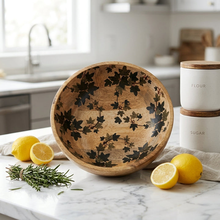 House of Avana Transparent Leaf Shape Mango Wood Bowl