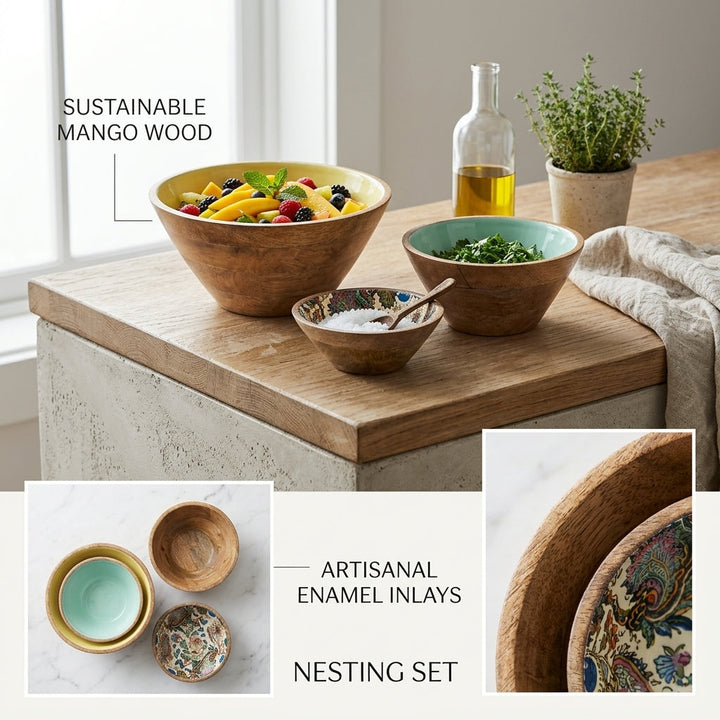 House of Avana Mango Wood Bowl Set of 3