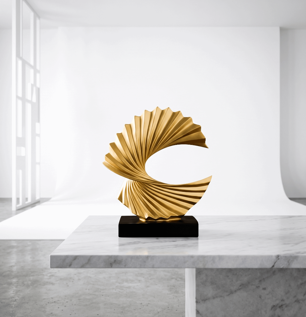 Modern Gold Wave Abstract Sculpture - Home Art Deco