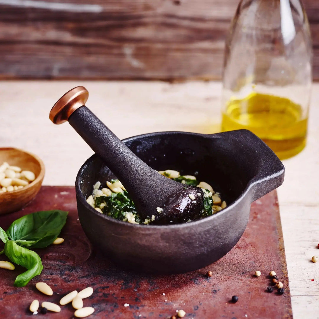 Enameled Cast Iron Mortar &amp; Pestle Set, 2-Cup